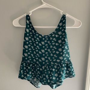 NWT PACSUN L.A. Hearts Green Floral Tank Top with Tie Back size S